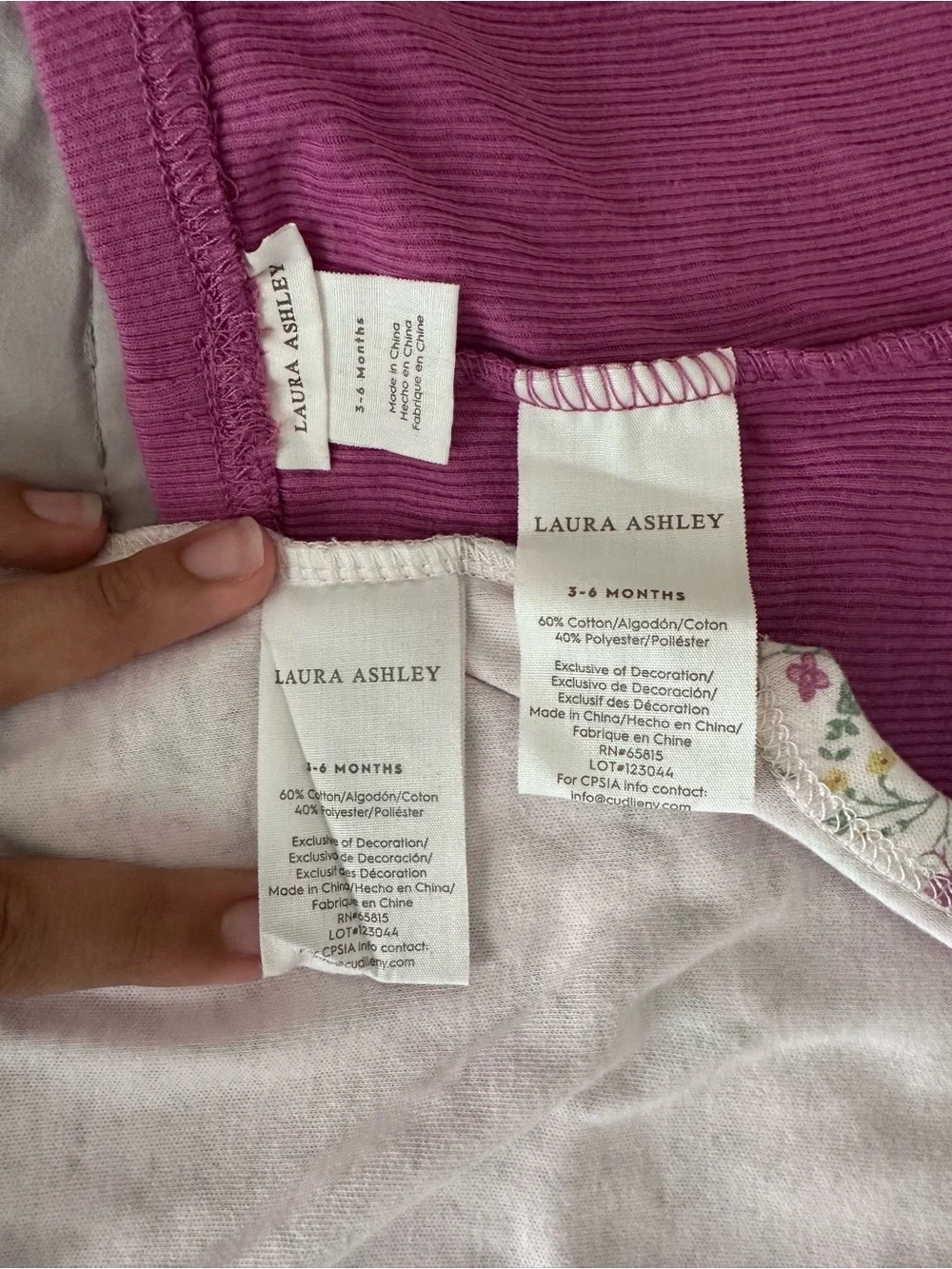 Laura Ashley Pink Floral Onesie with Purple Ribbed Leggings
